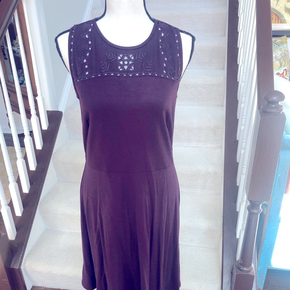 Loft cotton sleeveless dress, Sz 6, dark purple